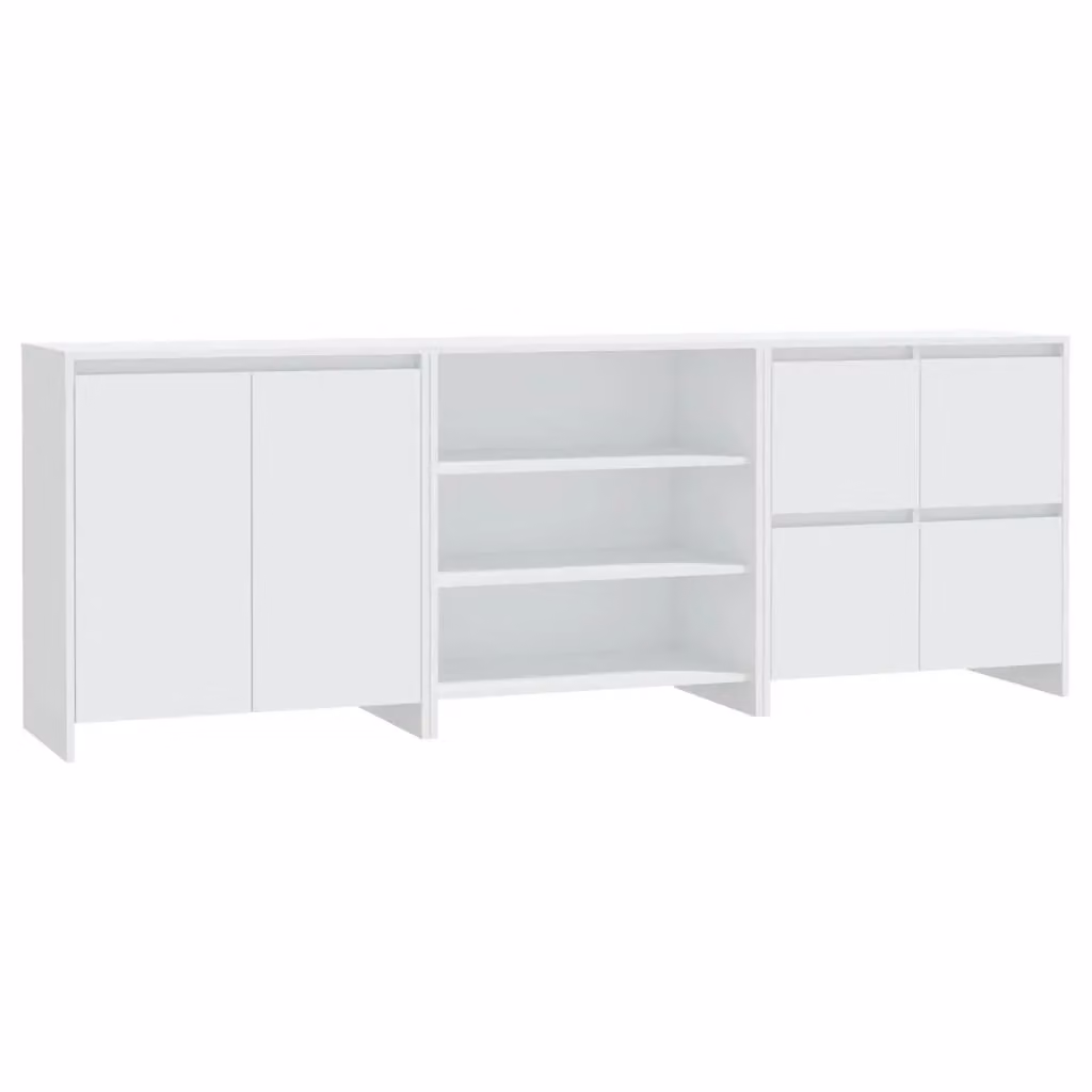 Berkfield Home 3 Piece Modern White Matt Engineered Wood Sideboard – 2