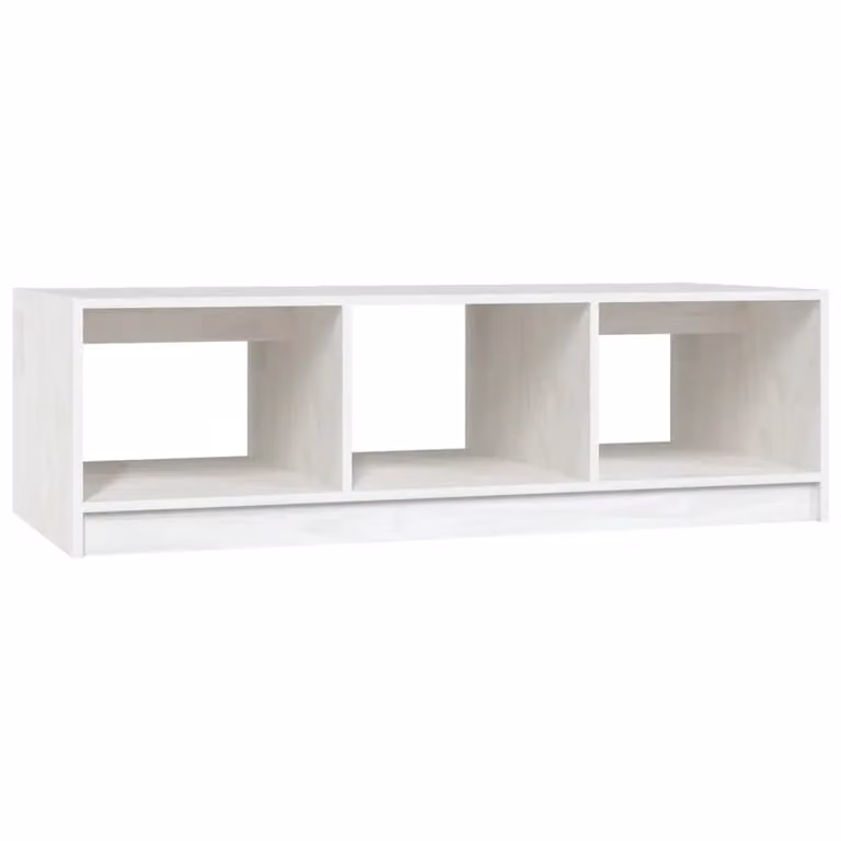 Berkfield Home White Modern Rectangular Coffee Table in Solid Pinewood, W: 110 cm, D: 50 cm, H: 34 cm
