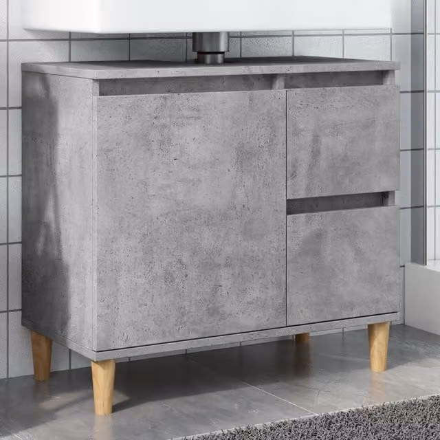 Berkfield Home Sink Cabinet in Concrete Grey, W/D/H: 65 x 33 x 60 cm
