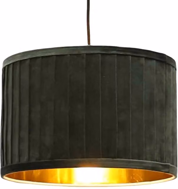 First Choice Lighting Sundance Dark Green Velvet Pleated Lamp Shade with Gold Inner, Diameter: 30 cm – 1