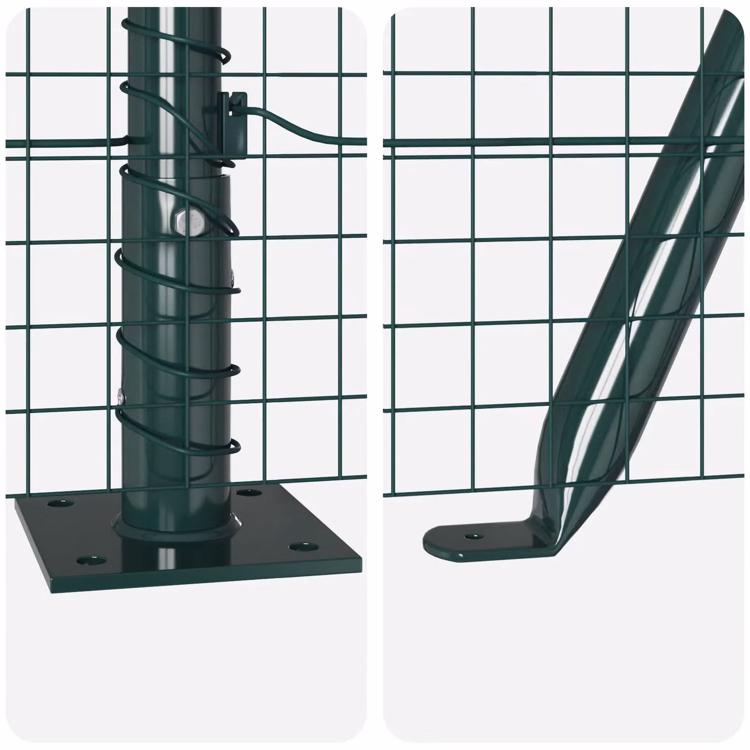 Berkfield Home Green Steel Welded Wire Fence with 13 Flanged Posts, 0.8 x 25 m – 5