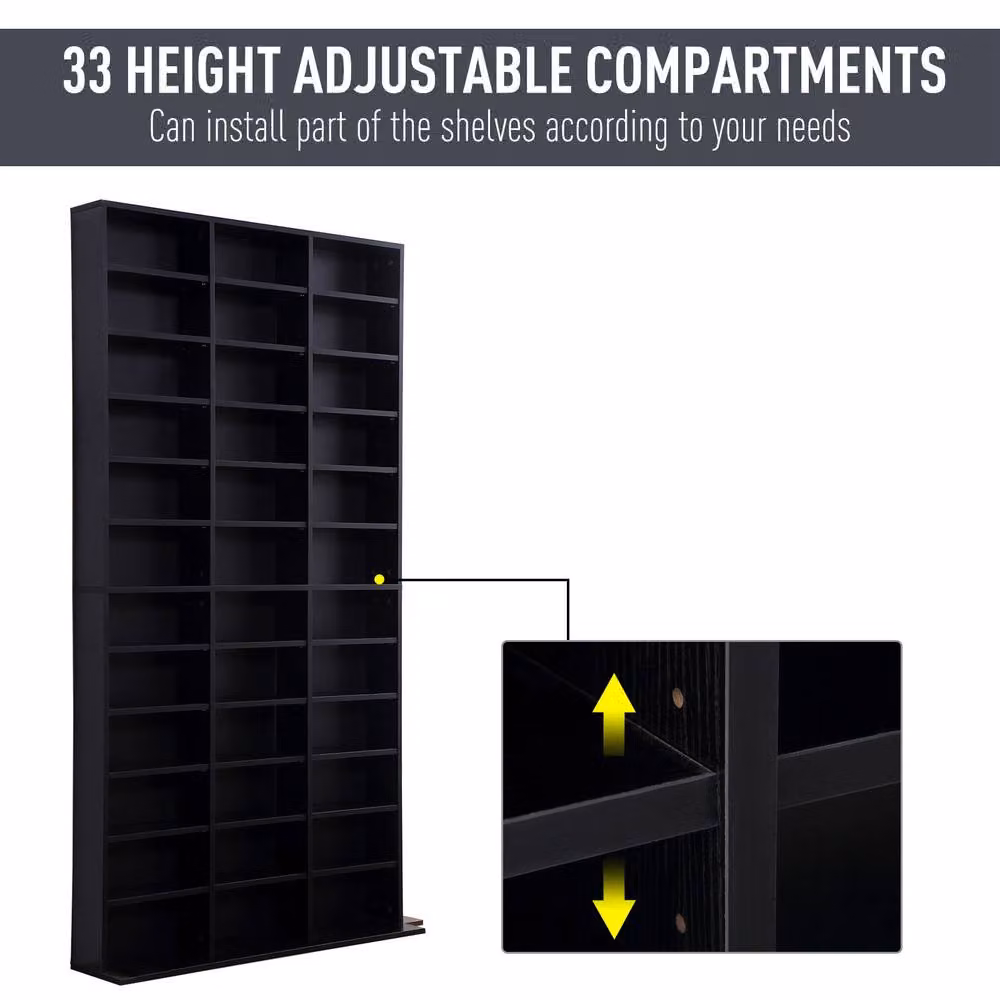 STILVORA Media Storage Unit in Black with Adjustable Shelves, W/H: 102 x 195 cm – 5