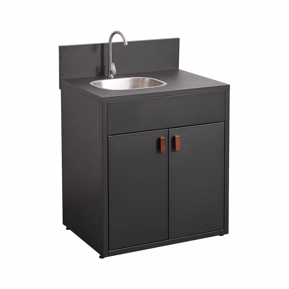 sweeek Outdoor Kitchen Sink Module with 2 Doors in Black Stainless Steel, W/D/H: 80 x 62.5 x 110 cm – 2