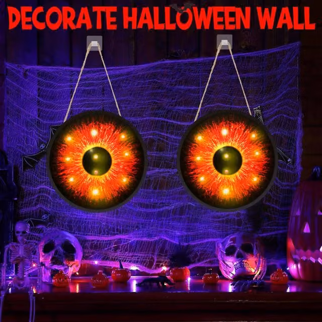 Quipulse Style 6 LED Glowing Eyeball Hanging Ornaments for Halloween Decor in Red and Multicolour