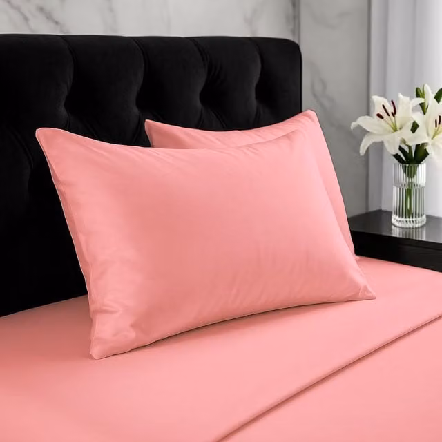 Home Sweet Home UK Pink Microfibre Pillowcase Set of 2 with Envelope Closure, W: 48 cm, H: 74 cm – 1