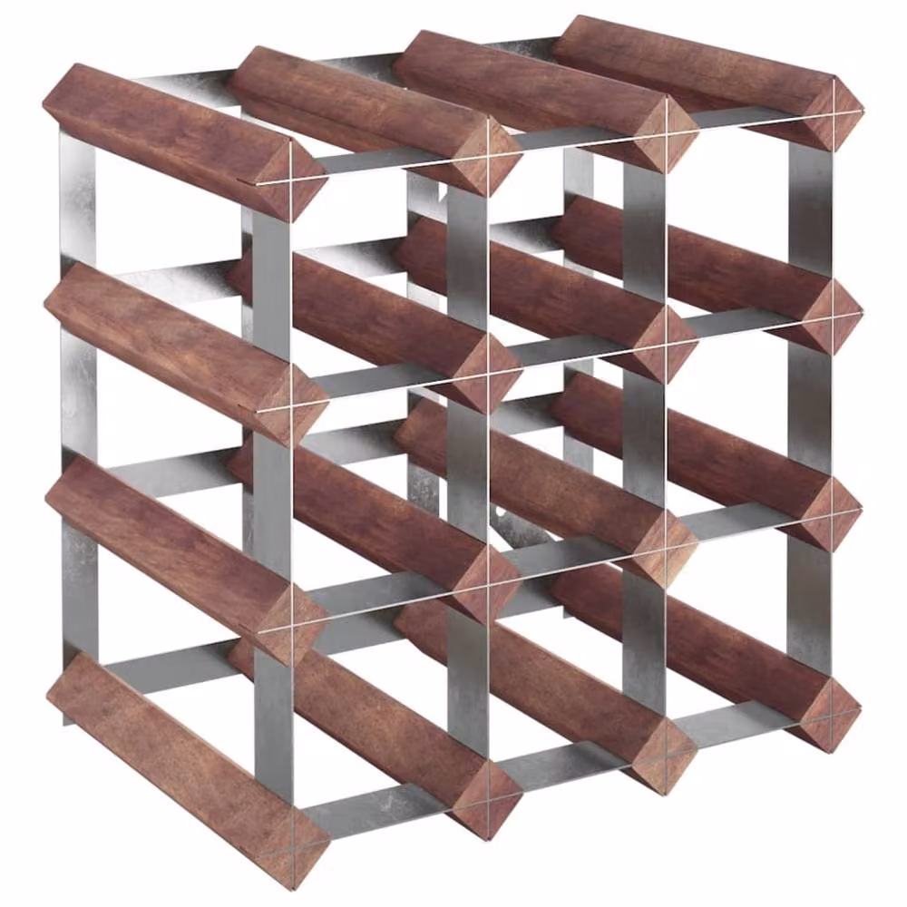 Berkfield Home Rustic Brown Solid Pine Wall Mounted Wine Rack for 12 Bottles – 2