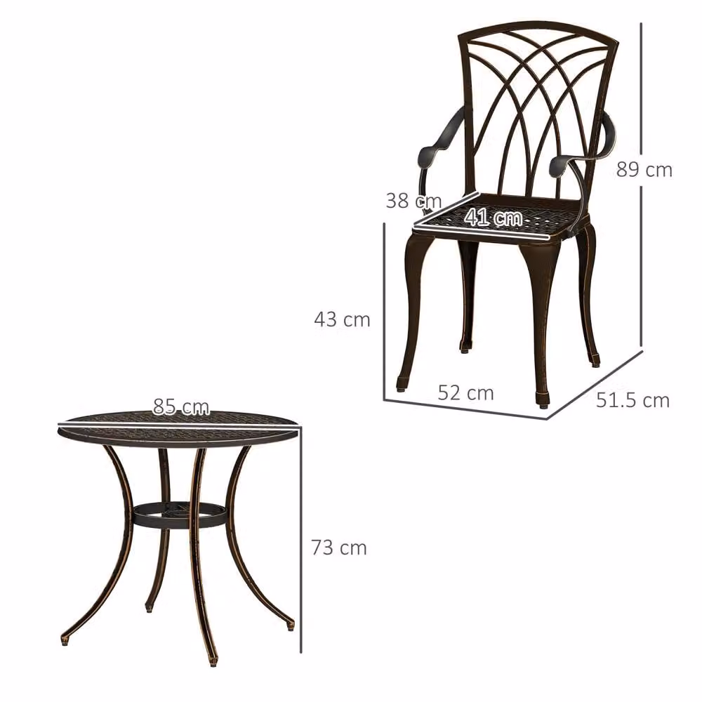 Wyld Haus Sake 4 Seater Bronze Cast Aluminium Garden Dining Set with Round Table – 3