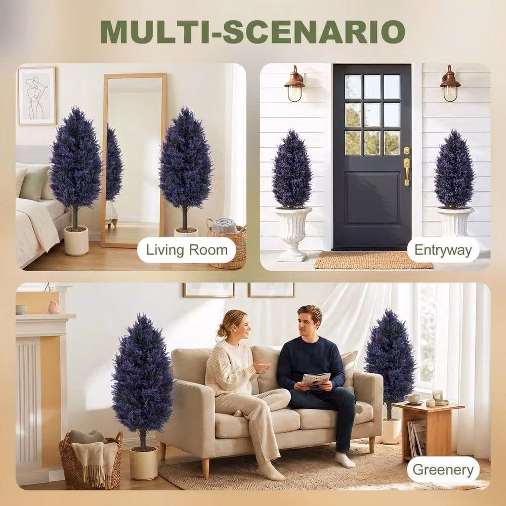 NESTLUNE Set of 2 Artificial Lavender Flowers with Stakes in Purple and Blue, Height: 100 cm, Width: 15 cm – 4