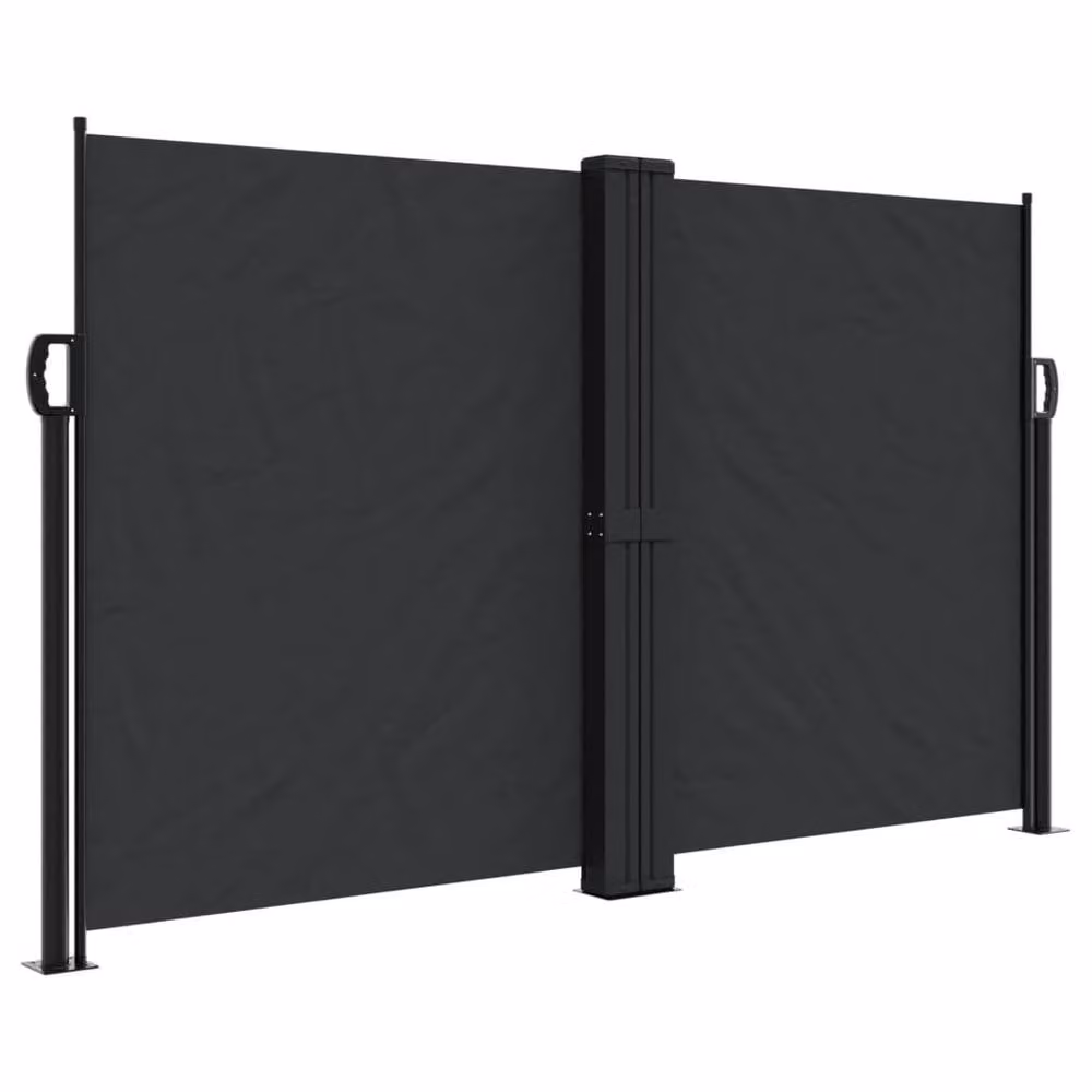 Berkfield Home Retractable Side Awning in Black, Polyester, W/H: 1200 x 140 cm – 1