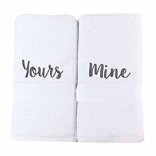 aztex Personalised Embroidered Cotton Bath Towel Set of 2, White, W/D/H: 130 x 70 x 550 cm
