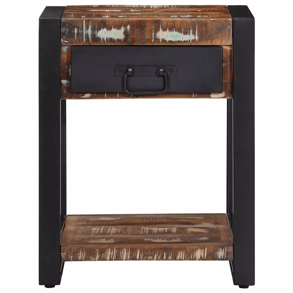 Berkfield Home Multicolour Reclaimed Solid Wood Side Table, W/D/H: 40 x 40 x 50 cm – 2