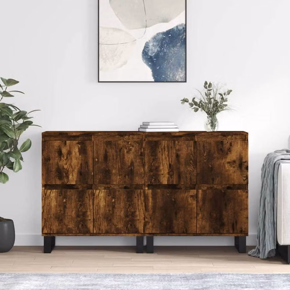 Berkfield Home Set of 2 Smoked Oak Sideboards in Brown Matt MDF – 2