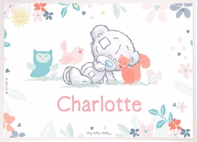 Personalised Memento Company Tiny Tatty Teddy Woodland Animal Placemat in White