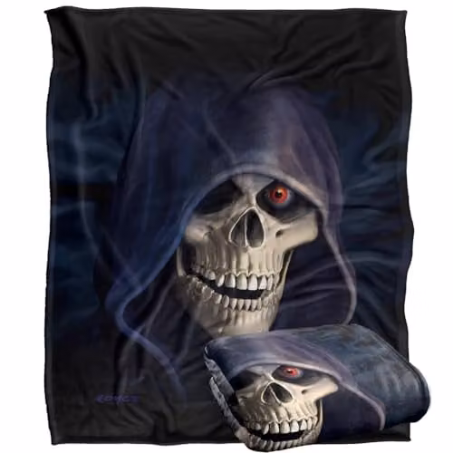 JQ Licensing Royce Mcclure Grim Reaper Silky Touch Super Soft Fleece Throw Blanket, White, W/D/H: 152 x 127 cm