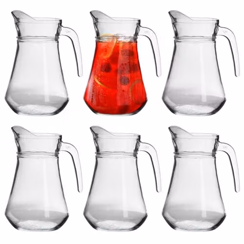 Argon Tableware Brocca Glass Water Jugs, 1.5 l, Pack of 6, Transparent