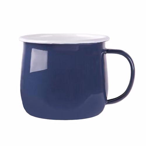 Argon Tableware Enamel Belly Mugs, 375ml, Blue and White, Set of 12 – 5