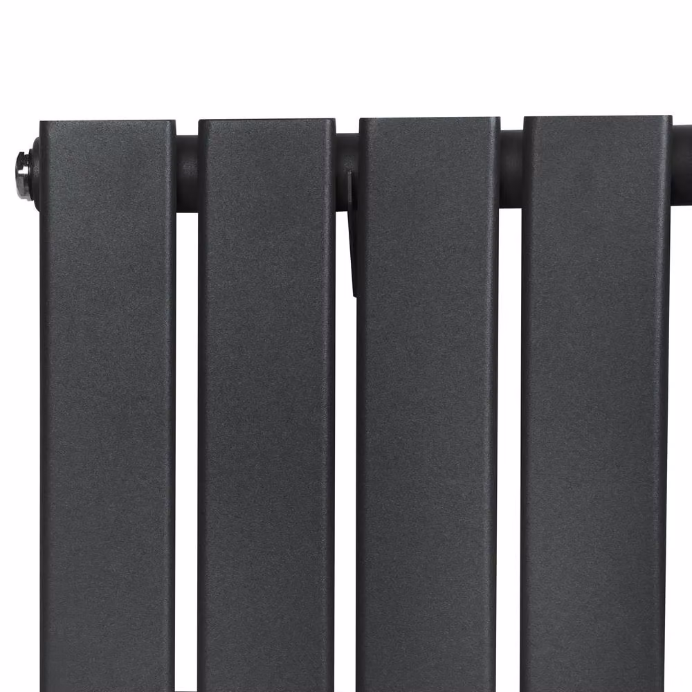 Monstershop Flat Single Column Steel Radiator and Valves with Thermostat Head, Anthracite Grey, H: 91.0 cm, W: 60.0 cm – 3