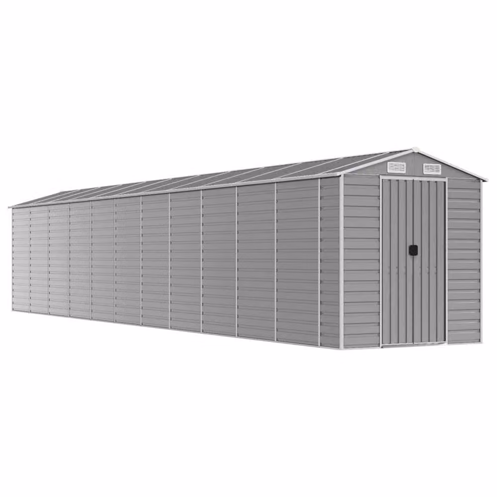 Berkfield Home Pent Garden Shed in Light Grey Galvanised Steel, H x W x D: 198 x 191 x 980 cm – 2