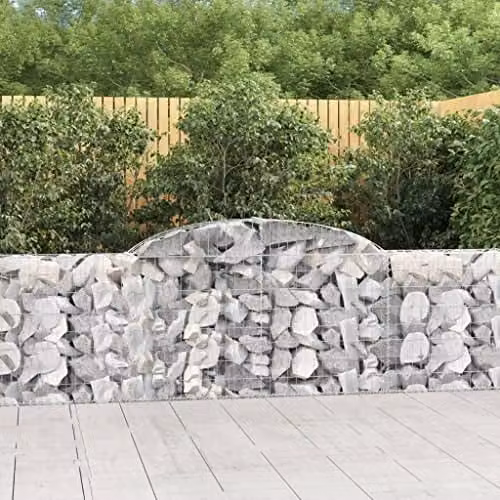 vidaXL Arched Gabion Baskets, 30 Pieces, Silver Galvanised Steel, W: 300 cm, D: 30 cm, H: 80/100 cm – 2