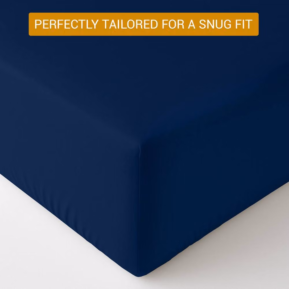 Pamposh 400 Thread Count Egyptian Cotton Double Fitted Sheet in Blue, W/D/H: 140 x 200 x 35 cm – 5