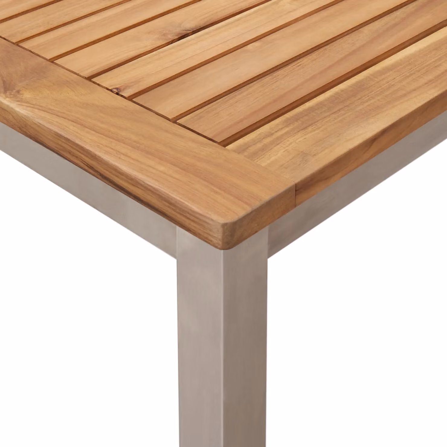 Berkfield Home Modern Outdoor Dining Table in Brown Solid Teak Wood and Stainless Steel, W/D/H: 150 x 90 x 75 cm – 4