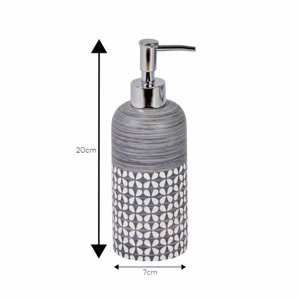 Showerdrape Ravello Geo Floral 3 Piece Ceramic Bathroom Accessory Set in Grey and White – 2