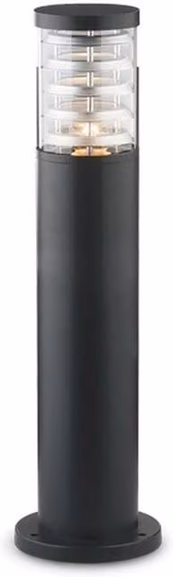 Ideal Lux Tronco Black Outdoor Bollard Lamp with Glass Cylinder