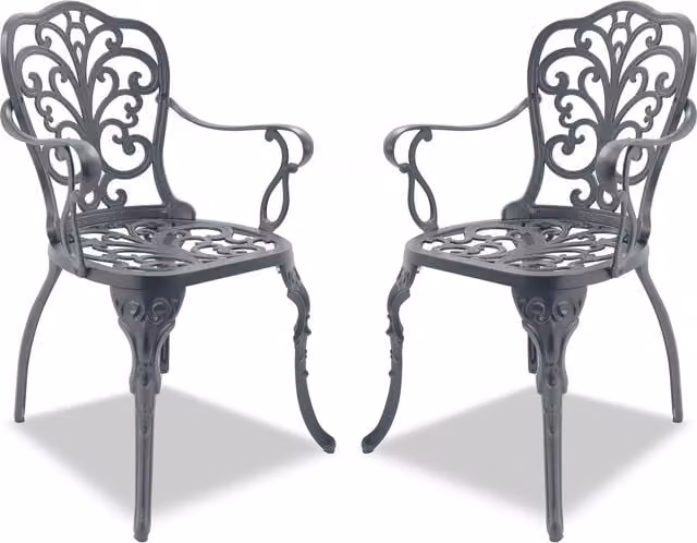 Centurion Supports Classic Metal Garden Chairs Set in Matt Grey