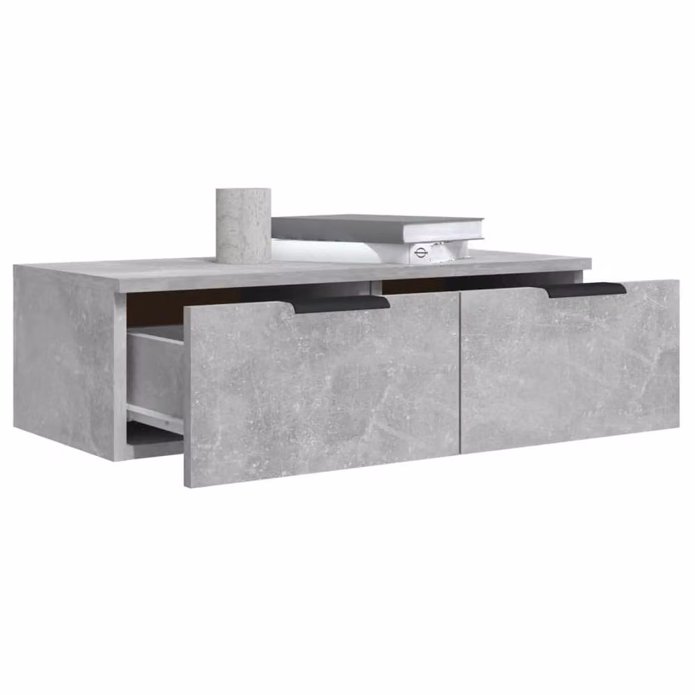 Berkfield Home Wall Mounted Cabinets, 2 Piece Set in Concrete Grey, W/D/H: 68 x 30 x 20 cm – 2