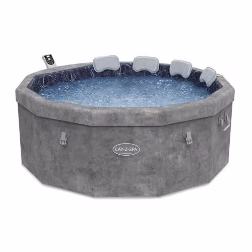 Lay-Z-Spa Carrara Grey Inflatable Round Hot Tub for 4-6 People with Wifi App Control
