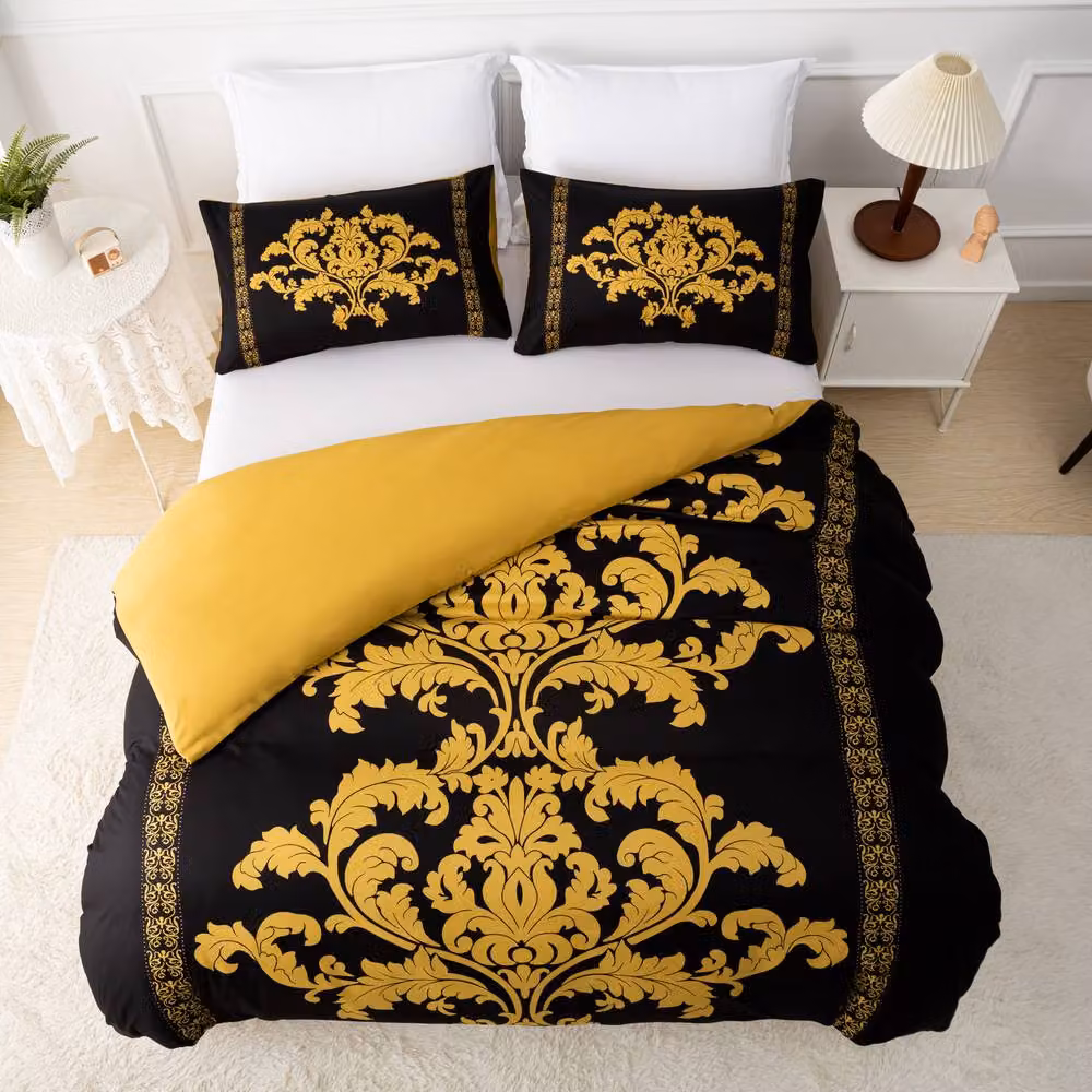 Grace Double Brushed Microfibre Duvet Cover and Pillowcase Set in Gold, Single Size (90 x 200 cm) – 3