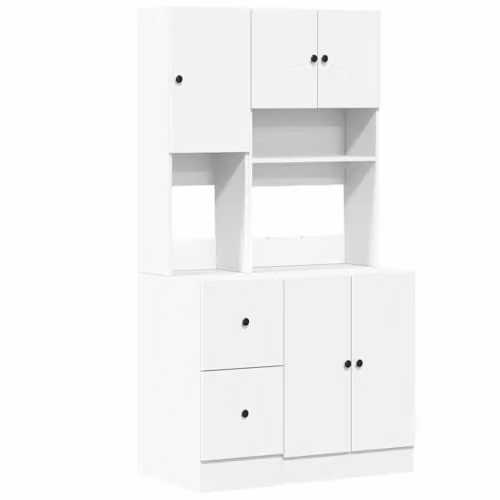 vidaXL Modern White Kitchen Tall Cabinet with Hinged Doors and Internal Shelves, W/D/H: 95 x 50 x 180 cm