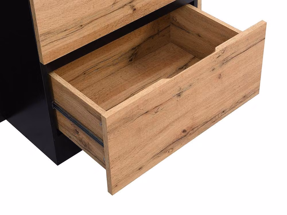 Vente-unique Central Kitchen Island with 6 Drawers and 4 Recesses in Light Natural and Black, W: 140 cm, D: 91 cm, H: 80 cm – 4