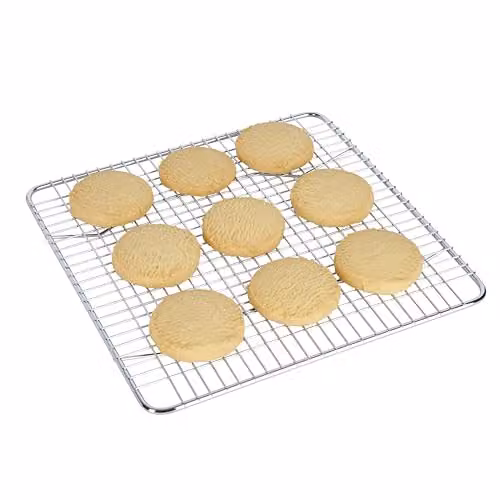 KitchenCraft Square Silver Chrome-Plated Metal Mesh Cooling Rack, W: 25.5 cm x D: 25.5 cm