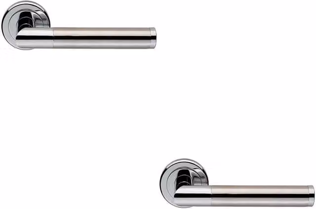 Loops 2x Pair Sectional Round Bar Lever on Round Rose Concealed Fix Dual Chrome