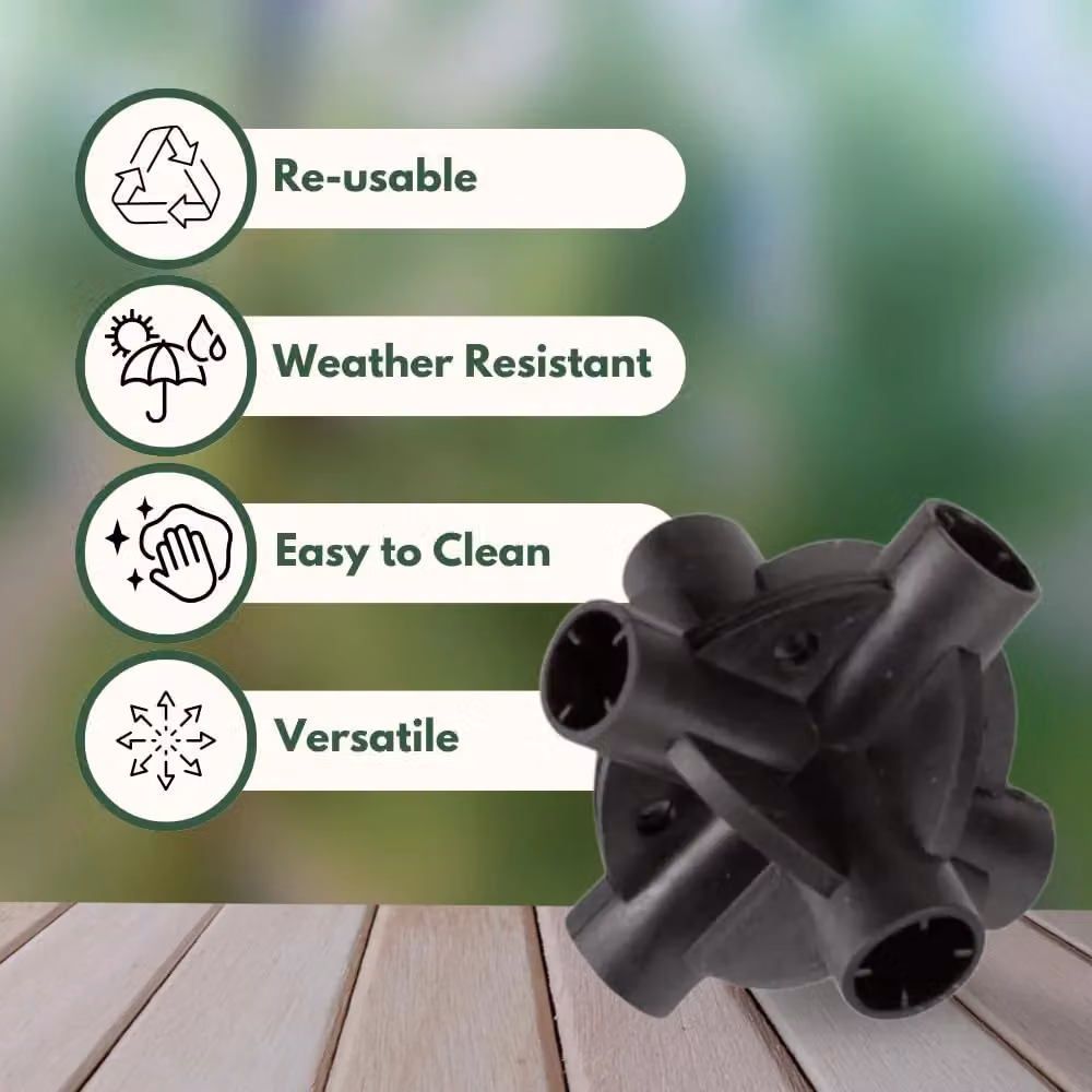 Marco Paul Black Plastic Garden Cane Connector Supports, Pack of 6 – 5