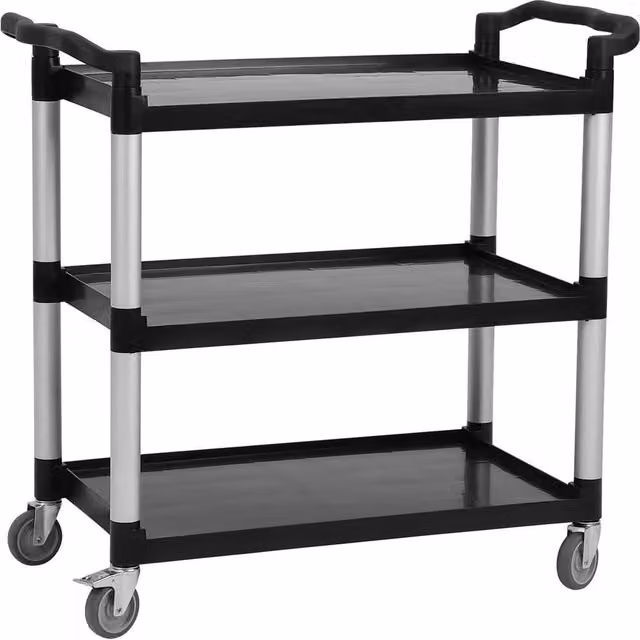 VOGREX Heavy Duty 3-Tier Utility Trolley Service Cart, Black