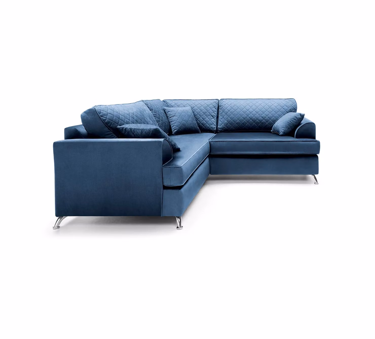 Abakus Direct Ferguson L-Shape Corner Sofa in Blue Velvet Fabric, W/D/H: 200 x 200 x 78 cm – 2