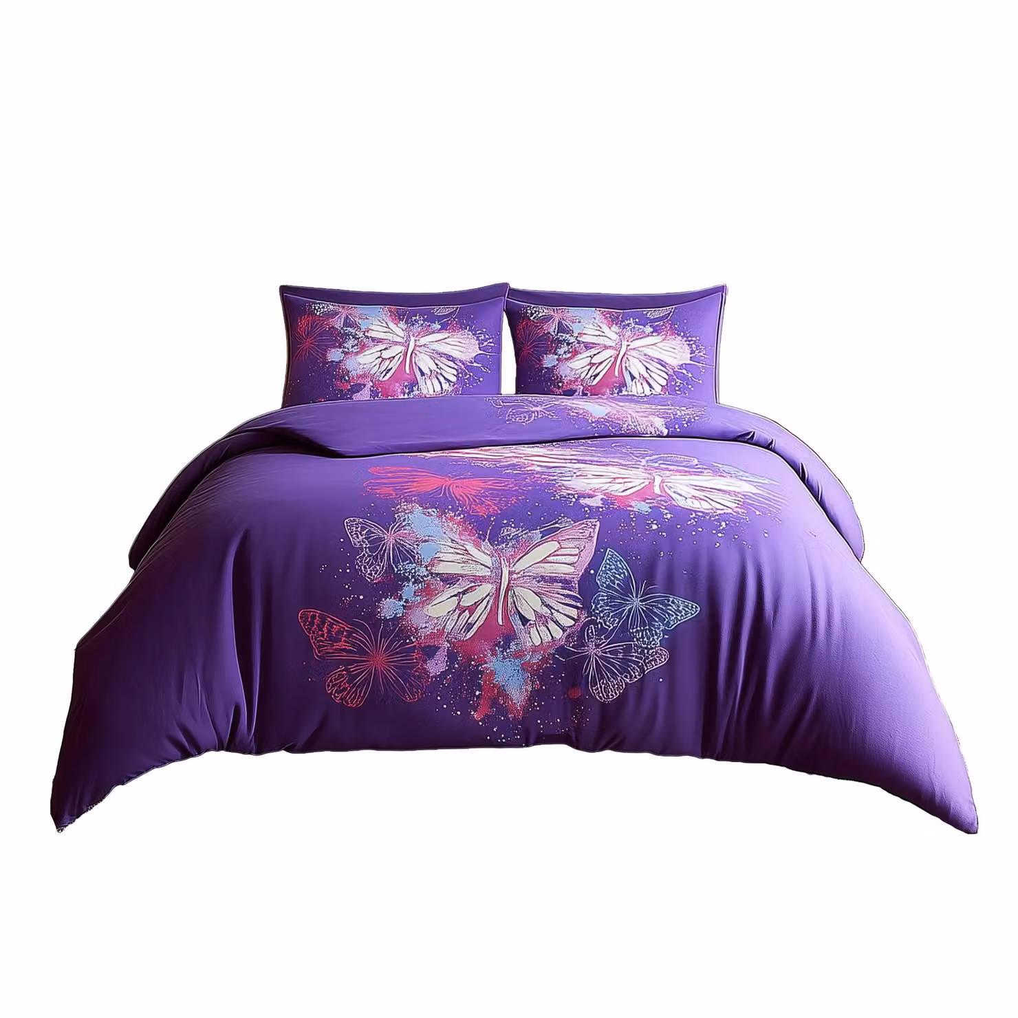 Snug City Butterfly Design Duvet Cover and Pillowcase Set in Purple, Super King, 200 x 200 cm – 2