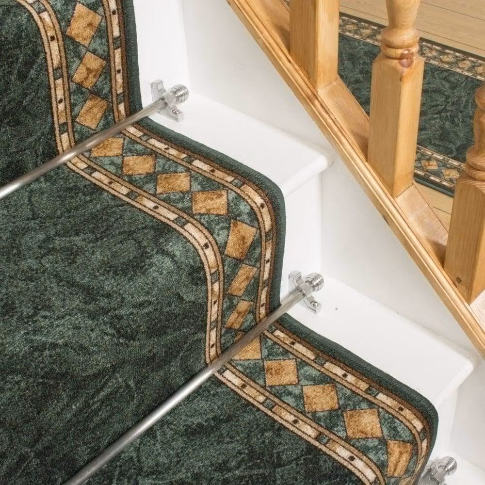 runrug Cheops Stair Runner Carpet, Green, W: 120 cm, L: 630 cm – 3