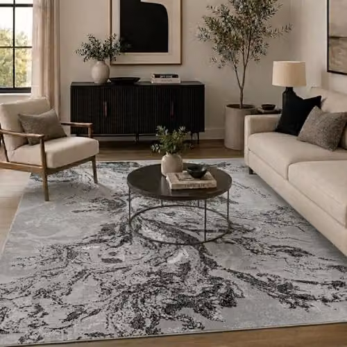 Desire Rugs Serenity Modern Abstract Hallway Runner Rug in Black, W: 60 cm, L: 220 cm – 3