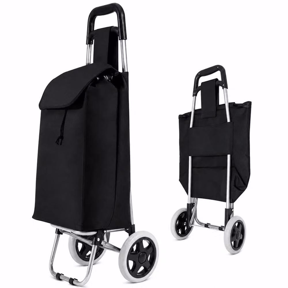 VOGREX Lightweight Waterproof 2-Wheel Foldable Shopping Trolley Bag in Black – 2