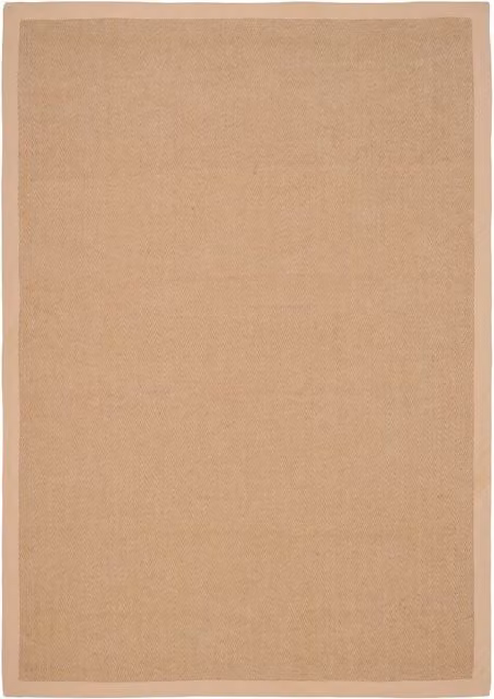 Kukoon Natural Golden Beige Jute and Cotton Herringbone Pattern Area Rug, W/D: 120 x 170 cm