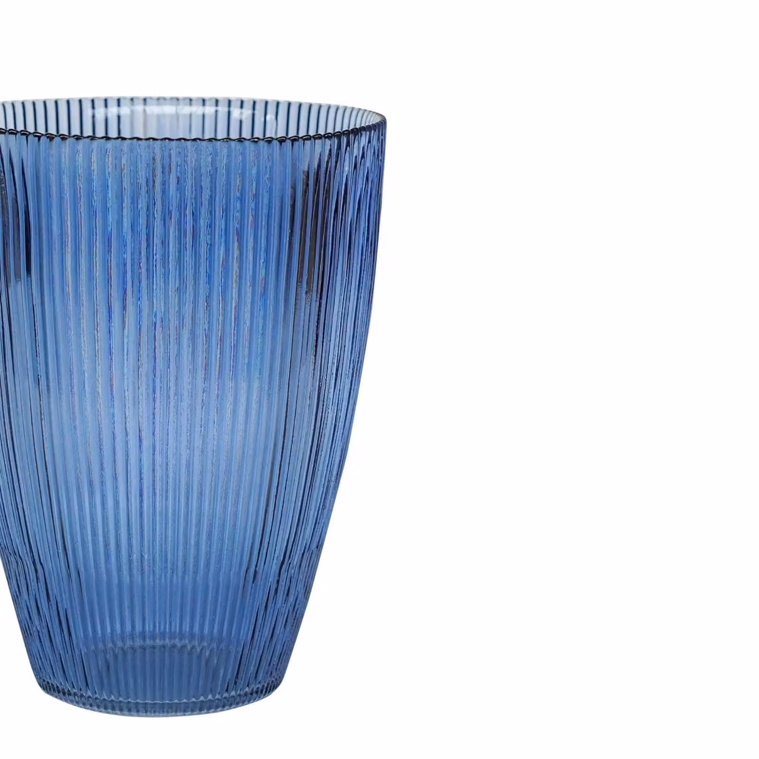 Ivyline Navy Ribbed Tall Glass Vase, H 24.5 cm x W 18 cm – 3