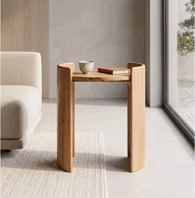 Elm Home And Garden Natural Solid Mango Wood Side Table in Brown, W/D/H: 46 x 38 x 42 cm – 1