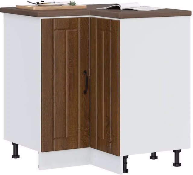 Berkfield Home Lucca Kitchen Corner Base Cabinet in Brown Oak Engineered Wood – 1