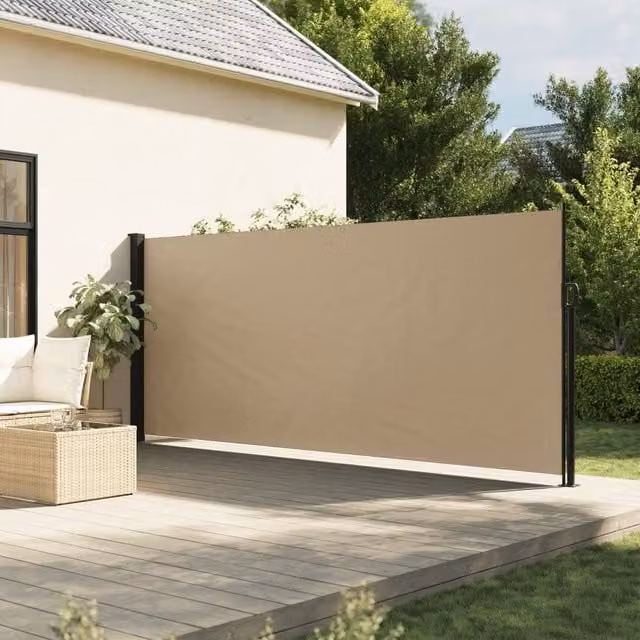 Berkfield Home Retractable Side Awning in Beige, W/H: 600 x 160 cm