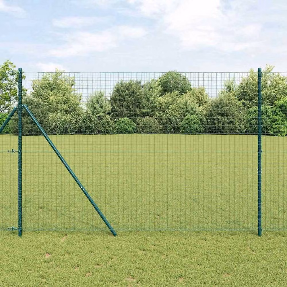 vidaXL Green Rectangular Steel Fence Post Set of 2 – 2