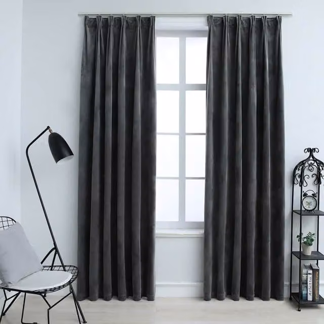 Berkfield Home Blackout Velvet Curtains, 2 Pack, Anthracite, W: 140 cm, H: 245 cm