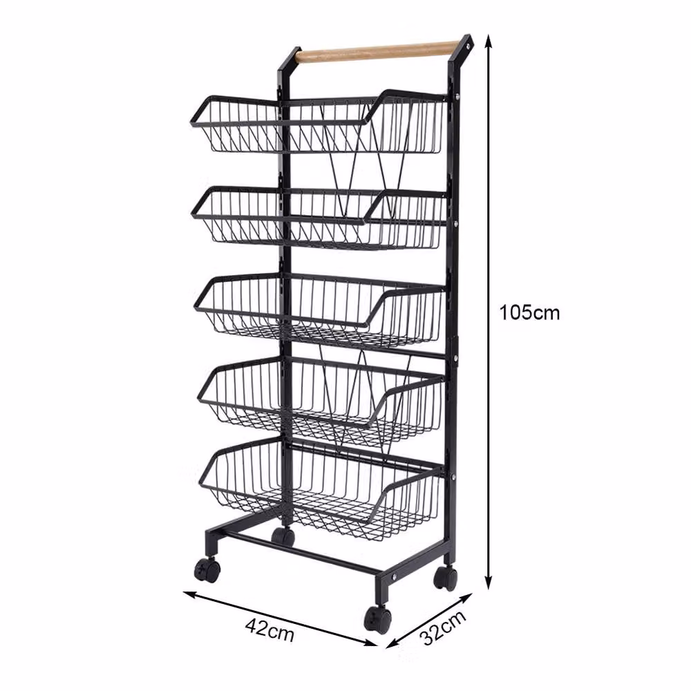 Garden Sanctuary 5-Tier Metal Kitchen Trolley in Matt Black with Adjustable Shelves – 2